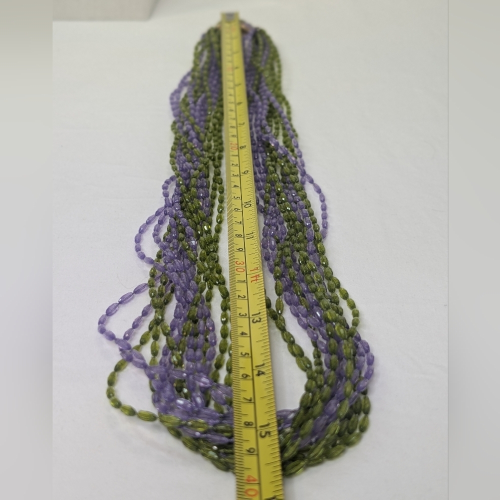 Vintage Purple And Green Statement Necklace & Earrings Set - Estate Jewelry - Picture 10 of 10